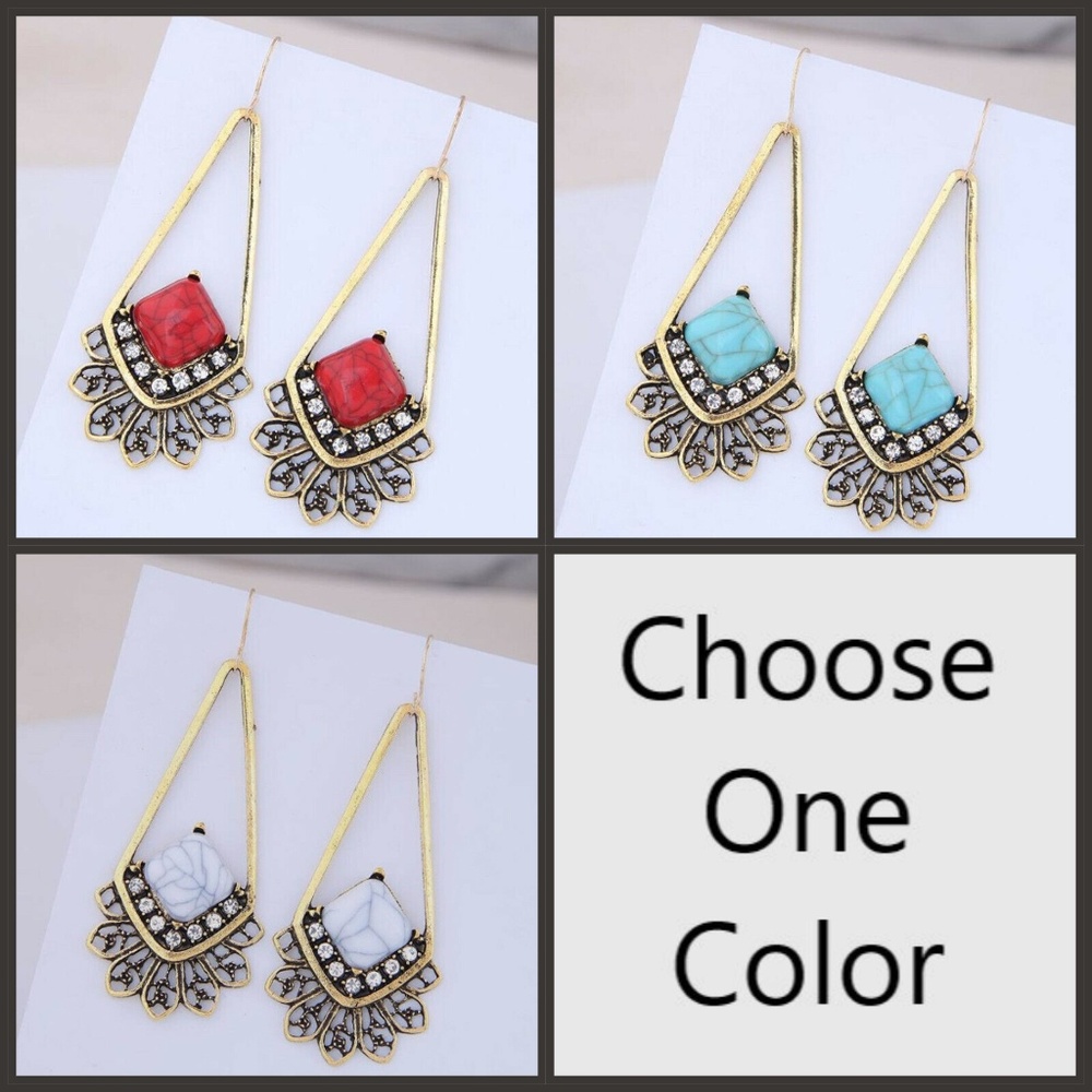 Faux Stone & Rhinestone Drop Earrings NWT